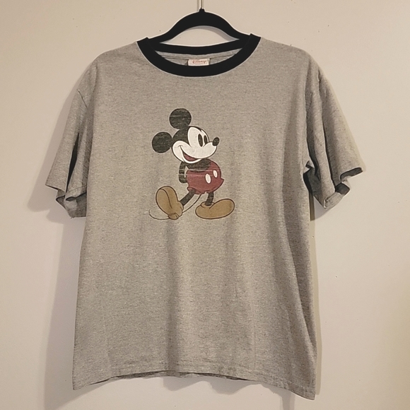 Disney Authentic Retro Faded Mickey Mouse Ringer Tee Shirt Original Disney Store - Picture 7 of 7